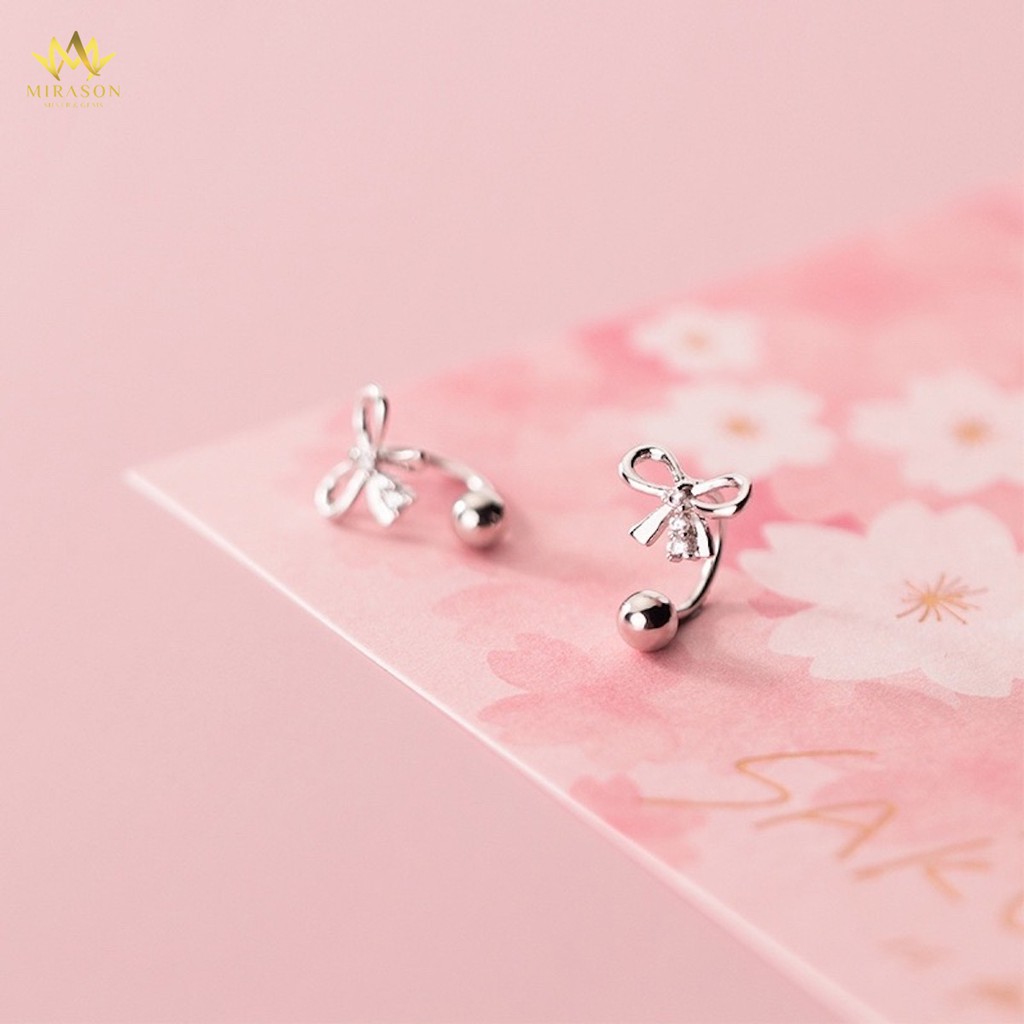Khuyên Tai Bạc Nữ MIRASON Hình Nơ Đinh Đá Tinh Tế MBT126 -  Bông Tai Nữ Bạc 925 Cao Cấp