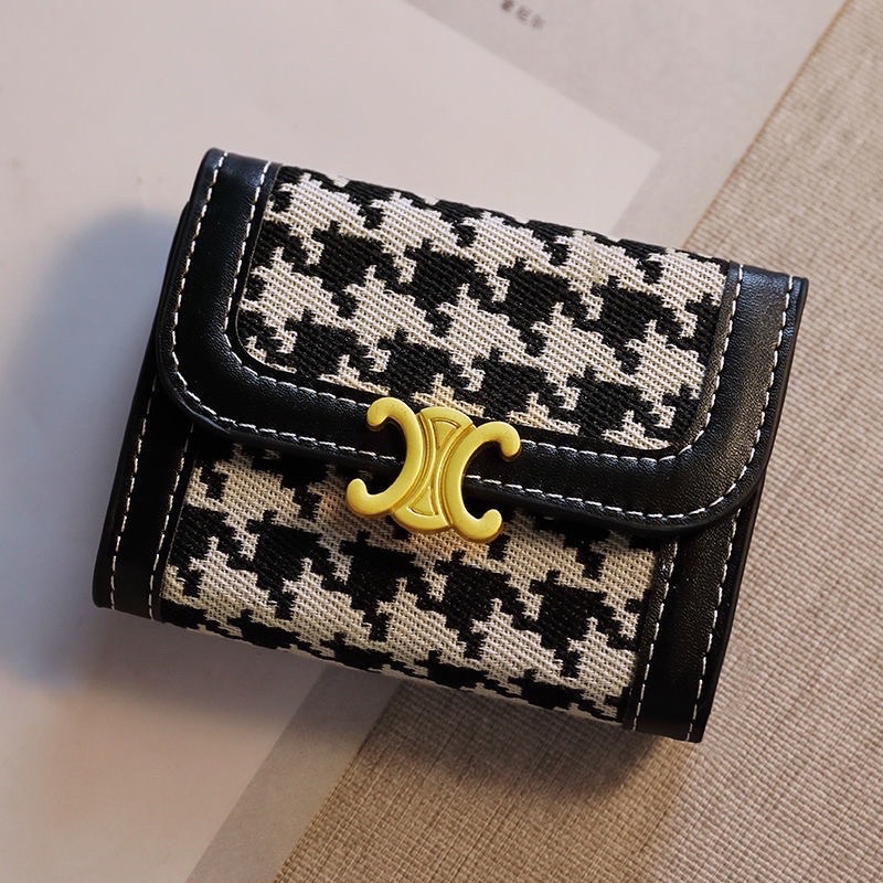 Ví đựng thẻ mini cầm tay hoạ tiết houndstooth, hoạ tiết nanh sói hottrend