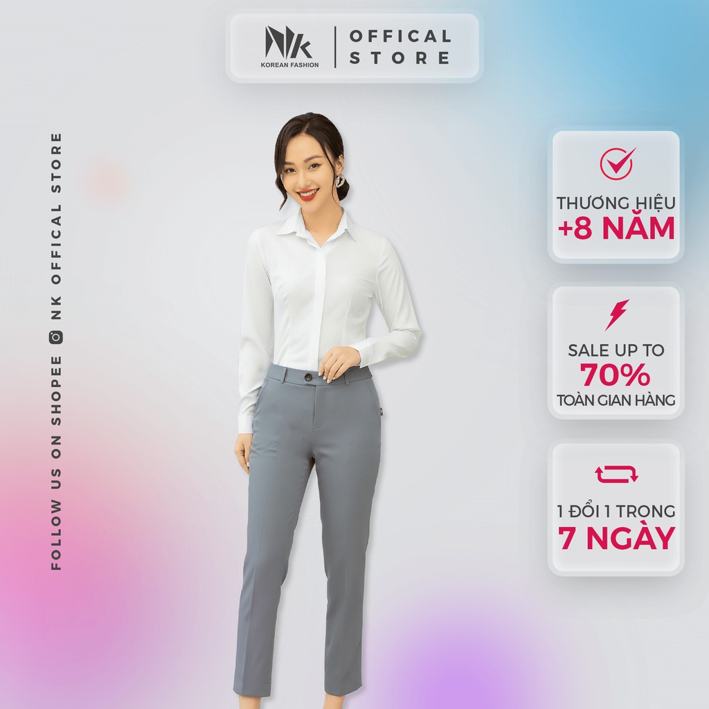 Quần Tây Nữ Công Sở NK Fashion Ống Đứng Cạp Cao, Chất Liệu Nhập Hàn Siêu Mềm Mịn, Chống Nhăn Xù NKQU2101005