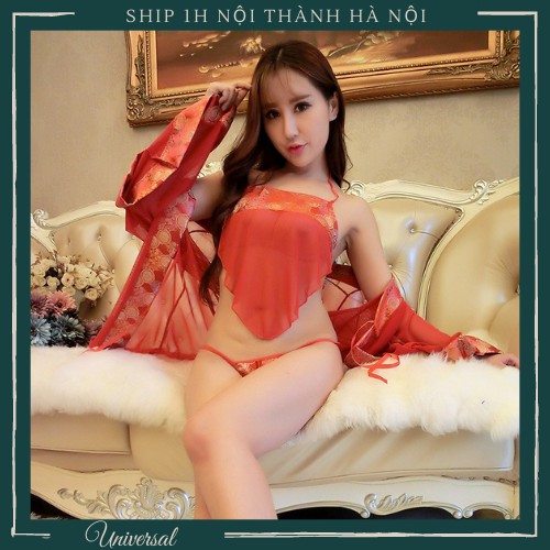 Đồ Cosplay Cổ Trang Trung Quốc Sexy - Bộ Đồ Ngủ Yếm Có Áo Choàng Vải Voan Siêu Mỏng UNIVERSALXXX - DNS15 | BigBuy360 - bigbuy360.vn