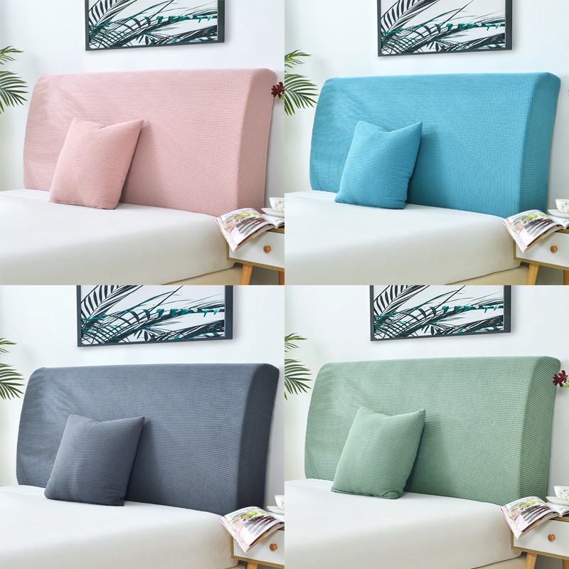 Vỏ Bọc Bảo Vệ Đầu Giường Vải Bông Dày Co Giãn Màu Trơn Chống Bụi