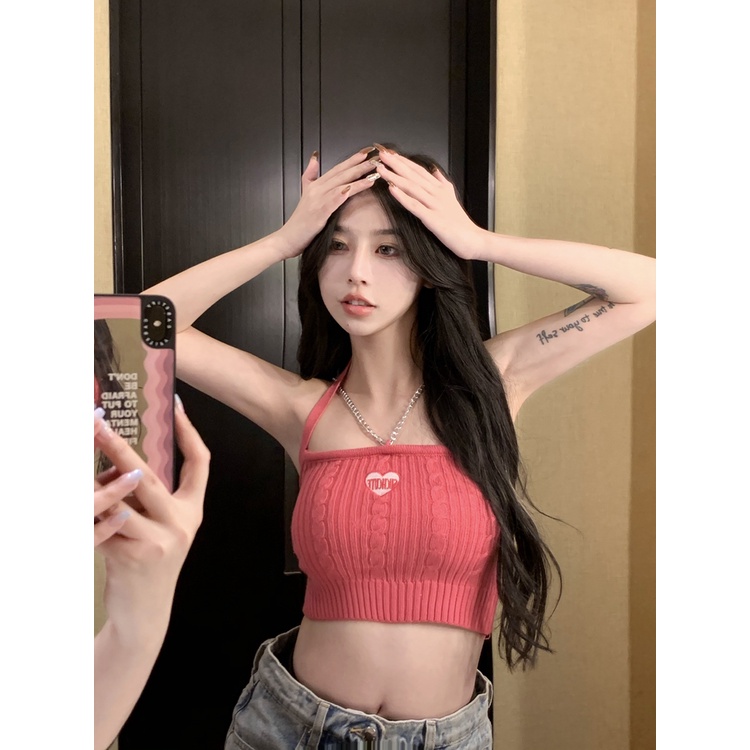 QKOOLE Áo croptop  không tay thiết kế quyến rũ thời trang Hàn Quốc cho nữ