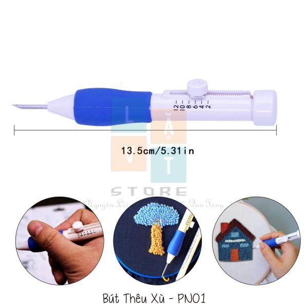 2 loại Bút thêu chỉ nổi, len xù - Punch Needle - Cây bút thần kì - Dụng cụ làm handmade từ len, chỉ