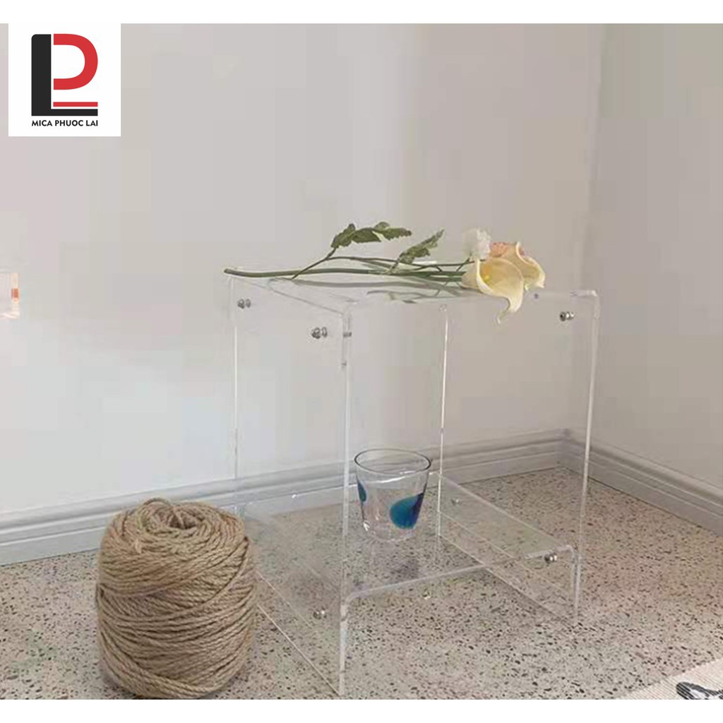 Bàn/tab cà phê 2 tầng mica, kệ acrylic 2 tầng decor sản phẩm