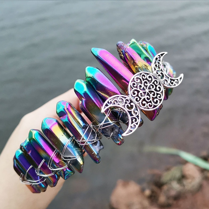 Flgo Băng Đô Cài Tóc Hình Vương Miện Đính Pha Lê Nhiều Màu Phong Cách Boho Cổ Điển