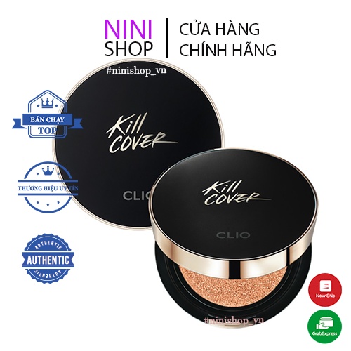 [Sét 2 lõi] Phấn nước che phủ cao, chống lem, chống trôi CLIO Kill Cover Fixer Cushion #Ginger #Linen 15g*2ae - NiNiShop