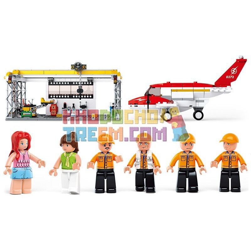 Lego-Bộ lắp ráp trạm bảo dưỡng máy bay SLUBAN M38-B0372, 596 miếng ghép