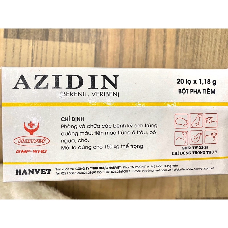 1 lọ AZIDIN 2.36g dùng trâu bò lợn chó