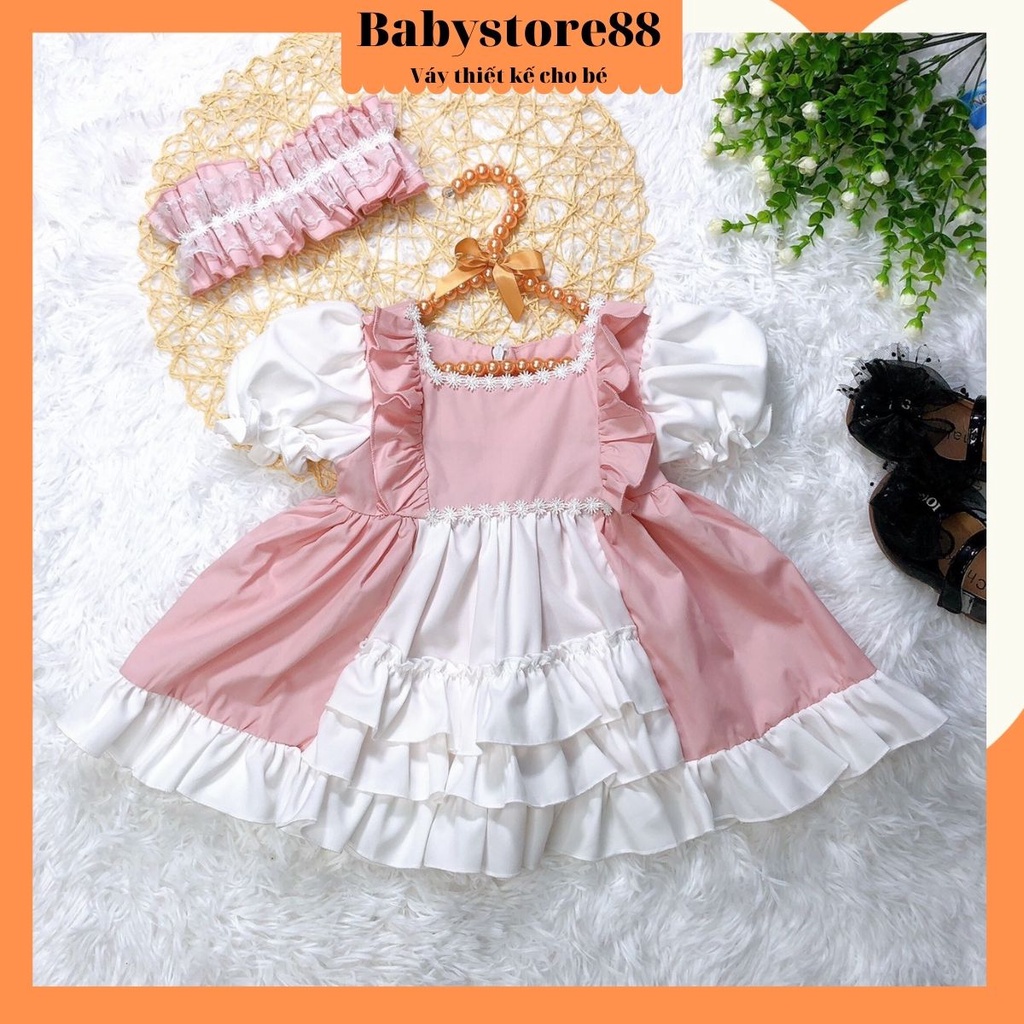 Váy bé gái sơ sinh 1 2 3 4 5 6 7 8 tuổi Babystore88, Đầm lolita công chúa bé gái hàng thiết kế V29