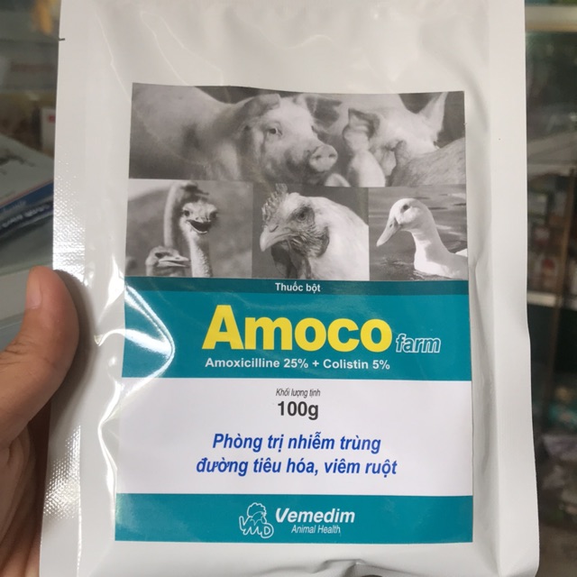 Gói 100g AMOCO farm Phòng trị các bệnh tụ huyết trùng, thương hàn