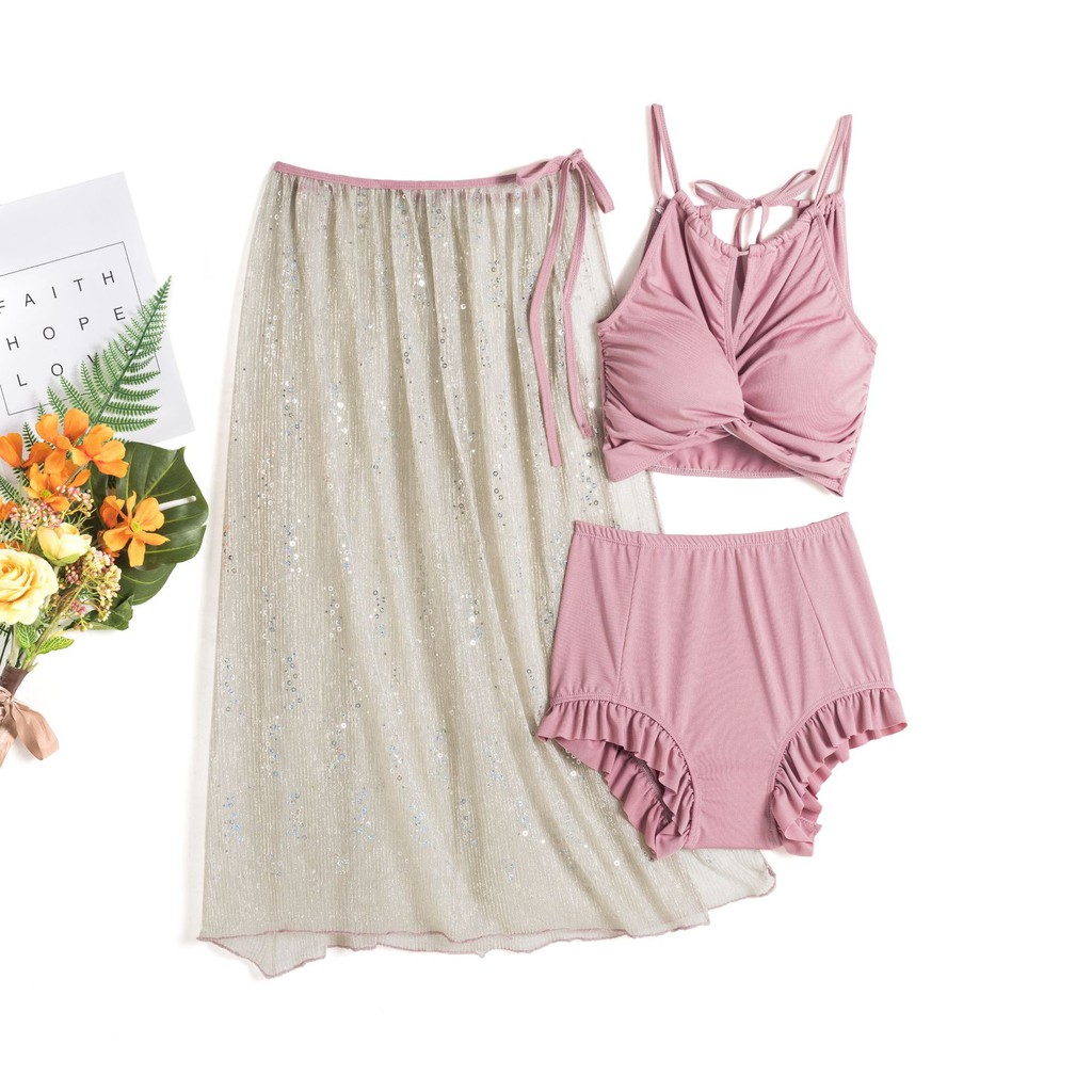 Bộ Đồ Bơi Ba Mảnh Dáng Ôm Thời Trang Mùa Xuân Quyến Rũ Cho Nữ 2021