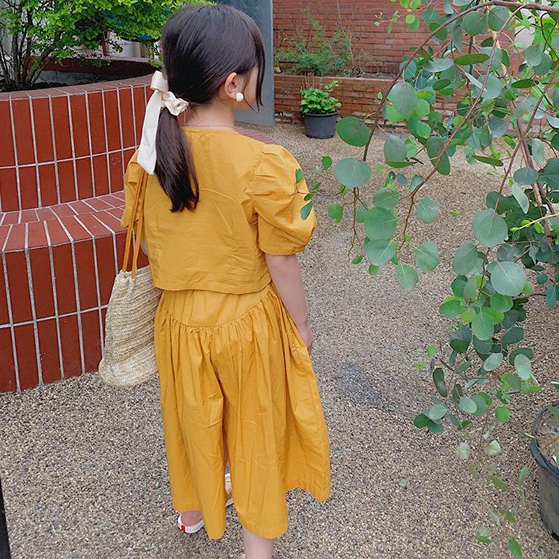 Bộ áo tay ngắn và quần ống rộng kiểu dáng thời trang mùa hè dành cho bé gái 90-130cm