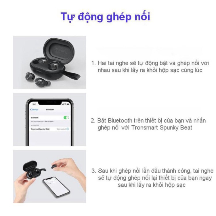 HÓT SALE ✪ CHÍNH HÃNG ✪ Tronsmart Spunky Beat | Tai nghe Bluetooth không dây 5.0 chống nước IPX5 tích hợp công nghệ hủy 
