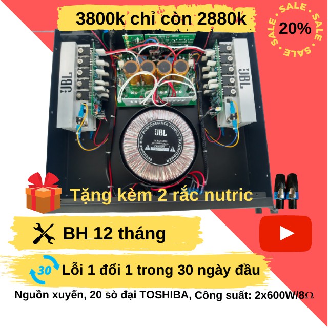 Cục Main, Đẩy Công Suất 2 Kênh JBL La650, 600Wx2, 20 Sò, Dùng Cho Gia Đình, Nghe Hay, Tiếng Sáng, Giá Rẻ .