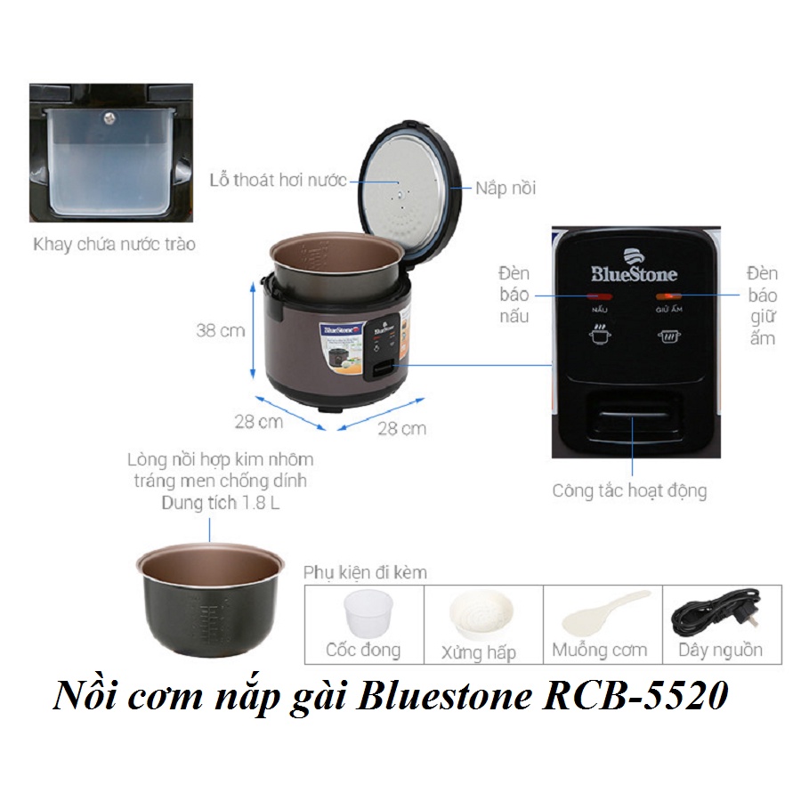 RCB-5520 -- Nồi cơm nắp gài Bluestone RCB-5512 -- RCB-5519 -- RCB-5520
