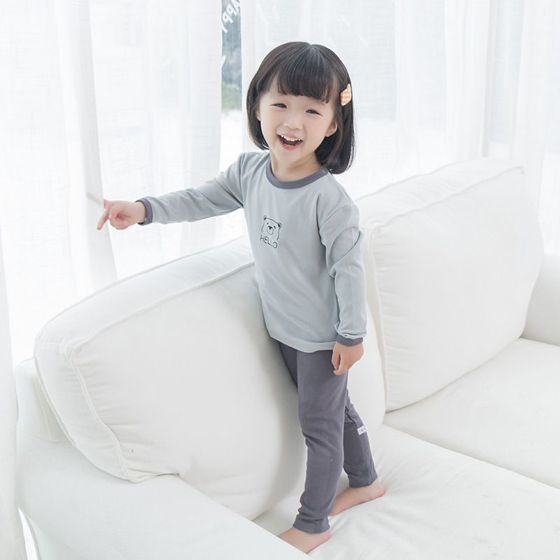 [Hàng Mới Về] Bộ Đồ Ngủ Cotton Màu Kẹo Ngọt Thoáng Khí Thoải Mái Thời Trang Thu Đông Cho Bé Gái