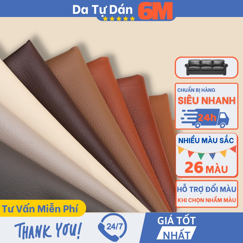 Miếng dán vải da PU cỡ lớn, da tự dính sửa ghế, đồ da, nội thất 138*100cm 6M