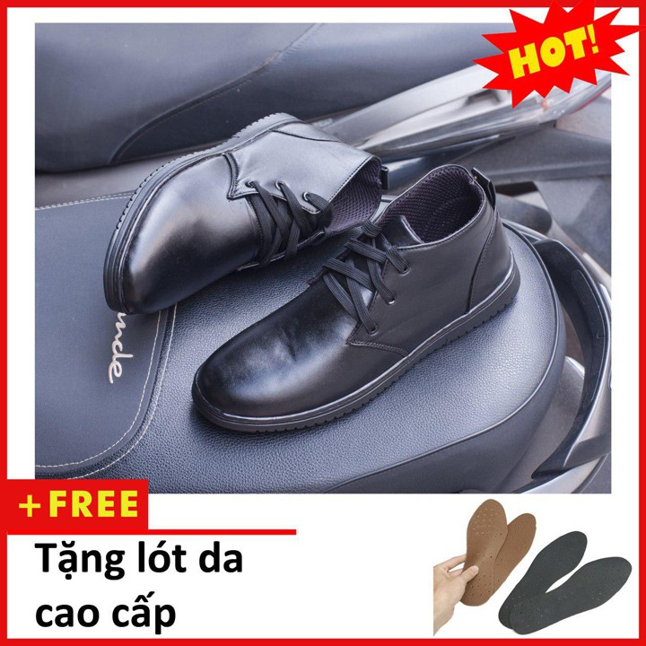 [Có Video Thật] Giày Boot Nam Cổ Lửng Màu Đen Da Nhám Đế Khâu Chắc Chắn - M443-DENNHAM (L)