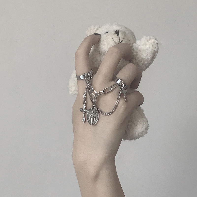 Nhẫn Đeo Tay Kim Loại Hình Chữ Thập Thời Trang Cho Nữ