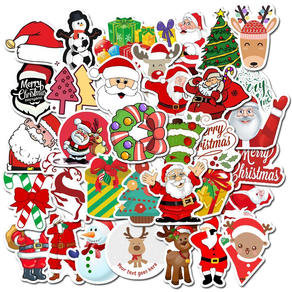 Bộ 50 Miếng Dán Chống Thấm Nước Hình Chữ Merry Christmas Dùng Trang Trí Vali / Laptop / Nhà Cửa