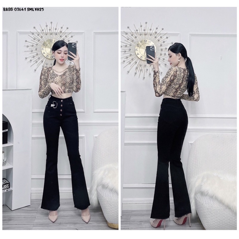 QUẦN BÒ MÀU ĐEN LAI TUA LƯNG CAO NHIỀU NÚC