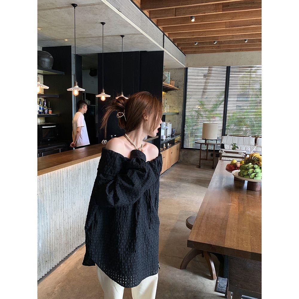 Hàng Mới Về Áo Kiểu Tay Dài Trễ Vai Thắt Dây Thời Trang Xuân Thu 2022