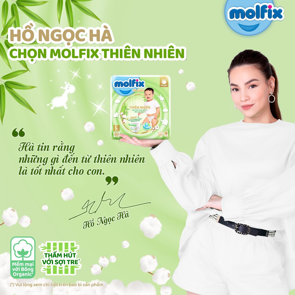 Bỉm Molfix bỉm dán thiên nhiên an toàn bông tự nhiên – Regular S (4kg - 8kg) - Gói 30+4 miếng