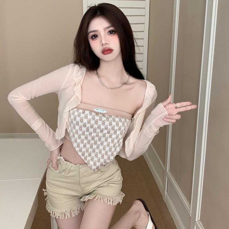 Áo Ống Không Tay Thiết Kế Không Đồng Đều Quyến Rũ Thời Trang Theo Phong Cách Hàn Quốc Cho Nữ