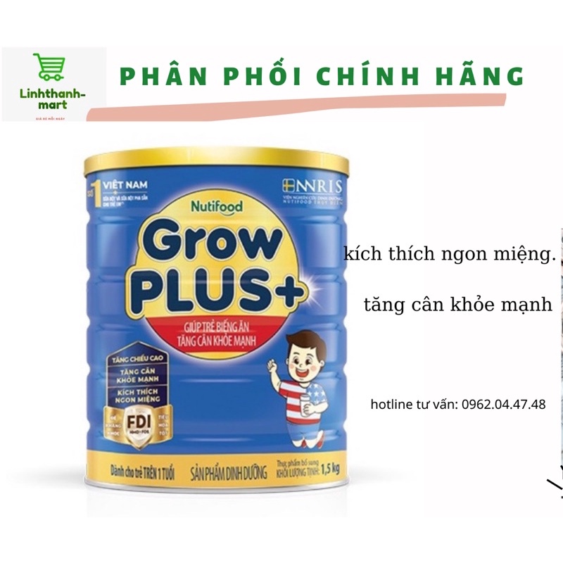 Sữa Grow PLUS+ Xanh Nutifood 1,5ký mẫu mới FDI