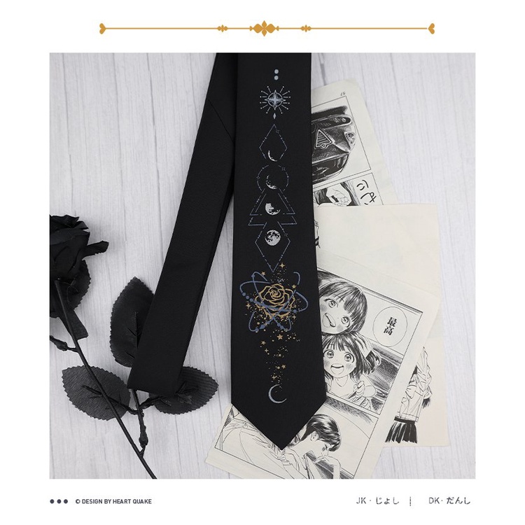 Cà Vạt Đồng Phục jk Chính Hãng Họa Tiết Hoa Hồng/Voi/Ngôi Sao Chính Hãng Cho Nam Và Nữ dk