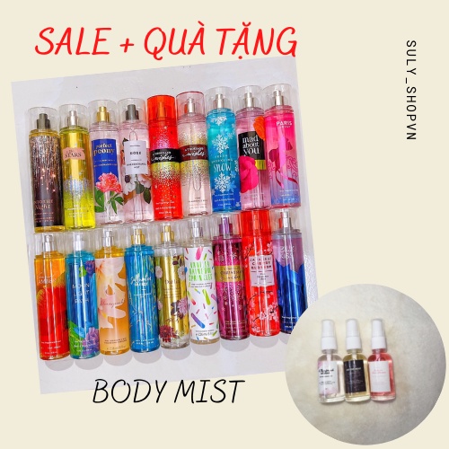Xịt thơm body mist Victoria Secret, Bath And Body Works hương nước hoa 30ml, fullsize Thái Lan
