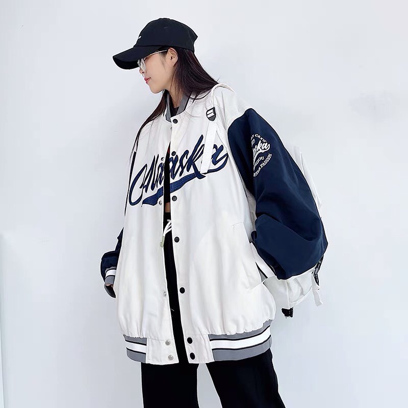 Áo khoác bomber nỉ dù form rộng thêu Alaska áo khoác nam nữ unisex Mophus MB008