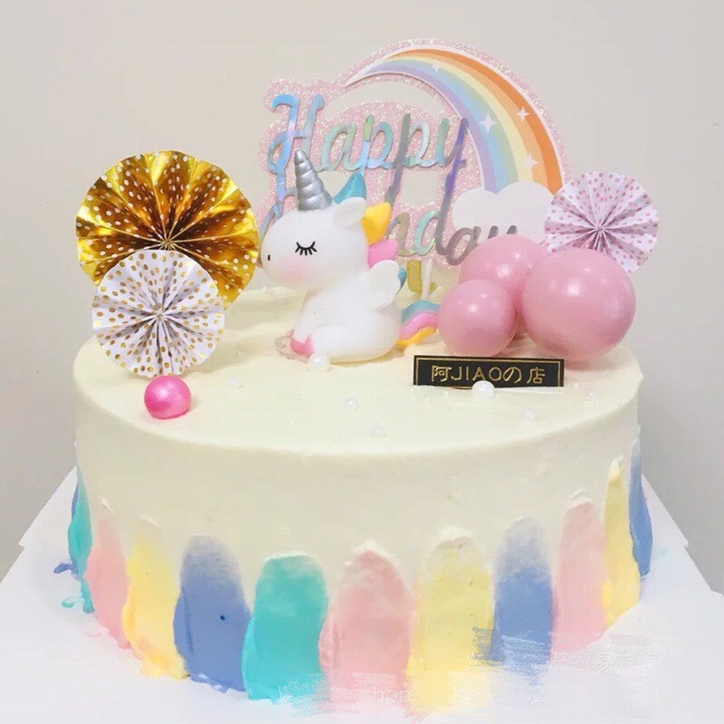 Set 4 que cắm hoa quạt trang trí bánh sinh nhật HPBD