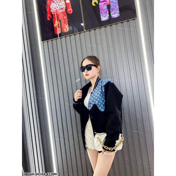 Áo khoác Bomber  Họa tiết in vai L.V ÁO Bomber nam nữ Chất nỉ đẹp, mặt siêu mịn, Fom thụng