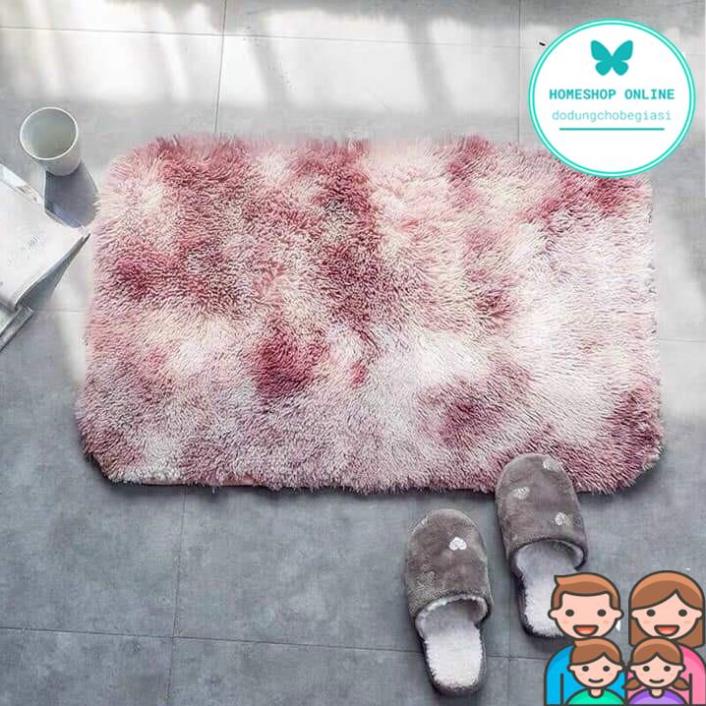 Thảm chùi chân lông loang màu đẹp cao cấp phù hợp cho phòng khách và nhà tắm chống trơn trượt kích thước 40x60cm