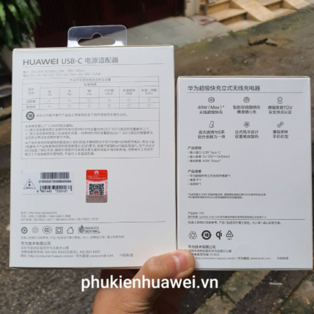 [Mã SKAMPUSHA7 giảm 8% đơn 250k]Bộ sạc không dây siêu nhanh Huawei 40W CP62 + củ sạc Huawei 65W CP81 chính hãng