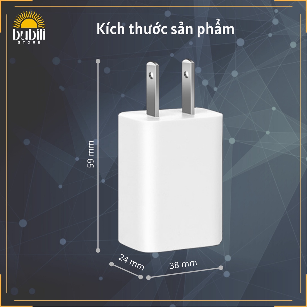 Củ sạc USB 5W 5V-1A sạc nhanh cho điện thoại đèn học