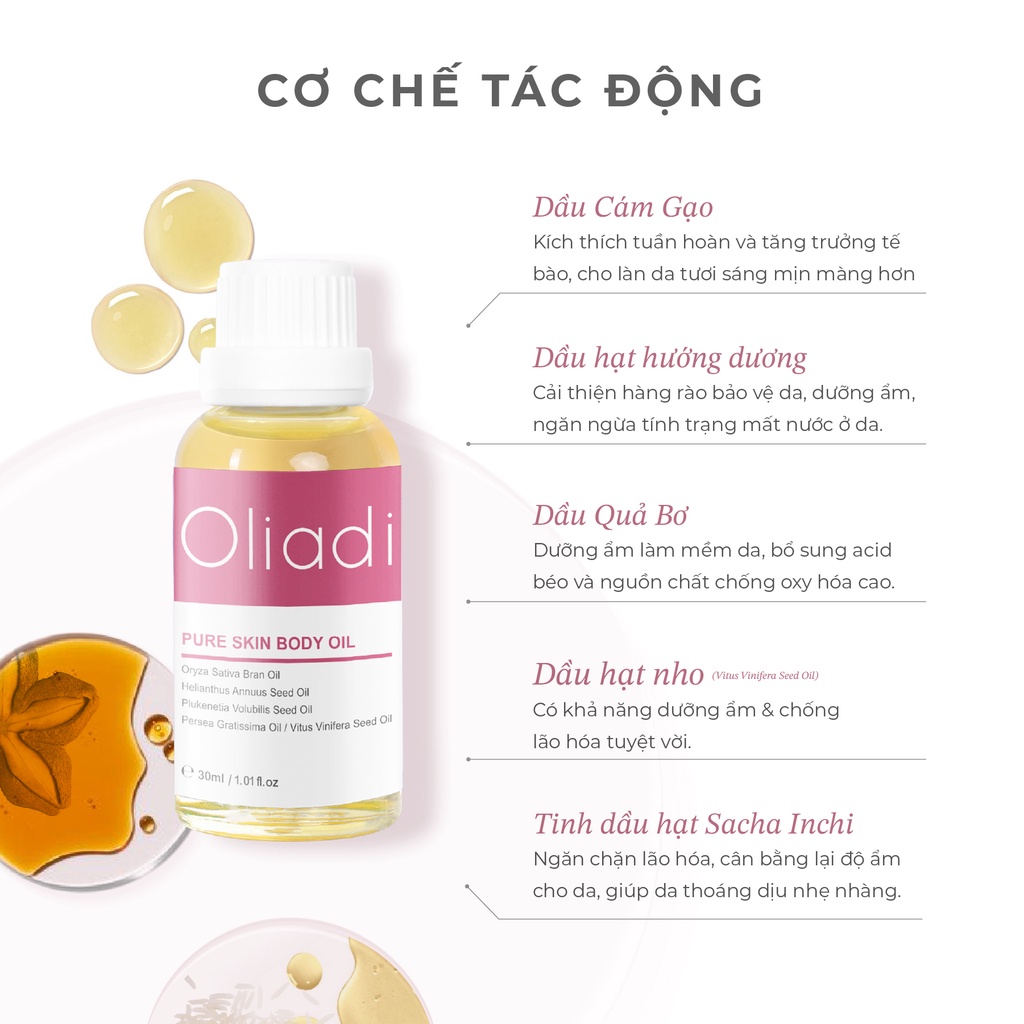 Dầu dưỡng thể Oliadi - Pure Skin Body Oil 30ml