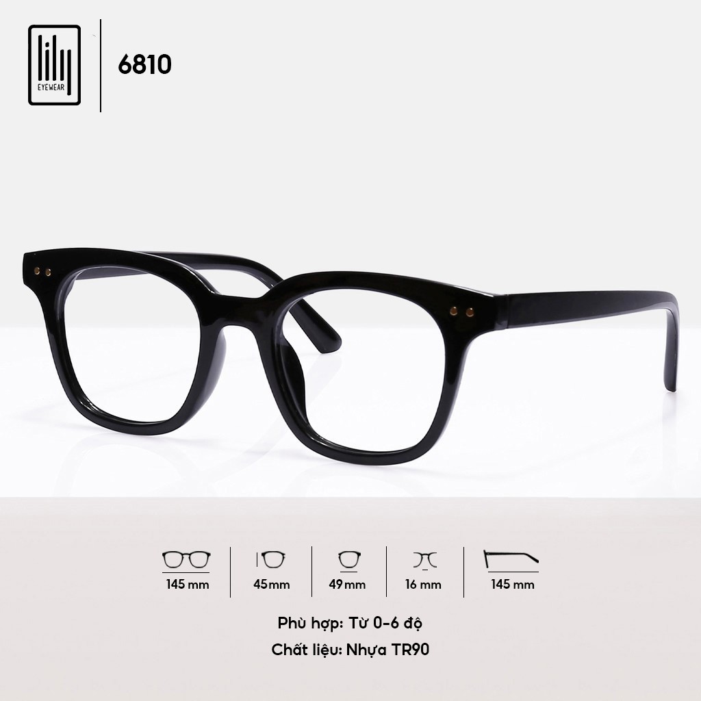Gọng kính cận nam nữ mắt vuông chữ V phụ kiện thời trang Lilyeyewear 682310