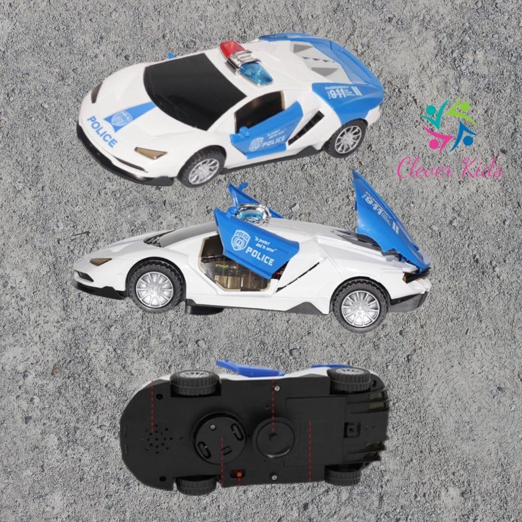 Ô tô cảnh sát đồ chơi ô tô biến hình xoay 360 có đèn có nhạc loại xịn