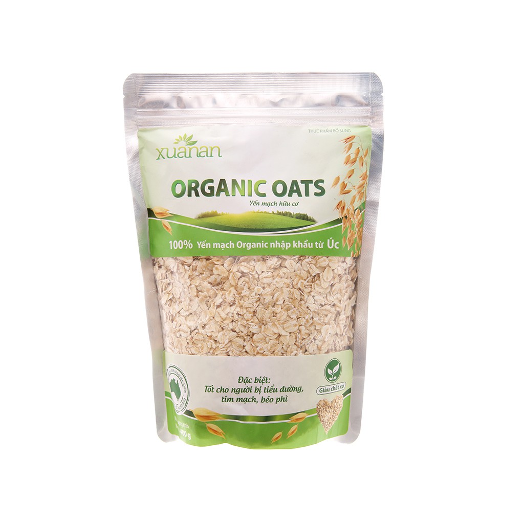 Yến mạch hữu cơ Xuân An Organic Oats bịch 400g