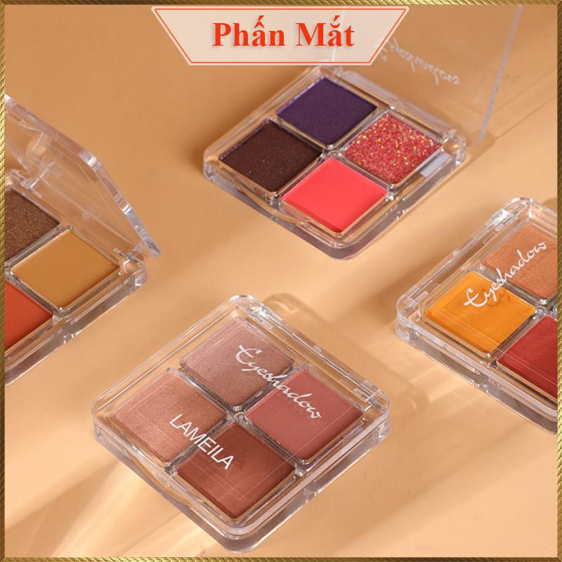 Phấn mắt 4 ô lameila chính hãng nội địa trung Eye Shadow nhũ lấp lánh LPM2