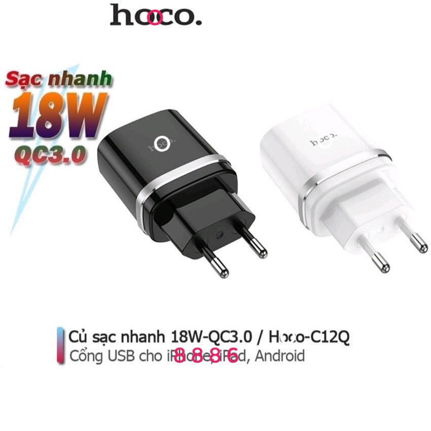 Củ Sạc Nhanh 18W Dòng QC3.0. Dùng Cho ios Và Android H.o.c.o .C.1.2.Q