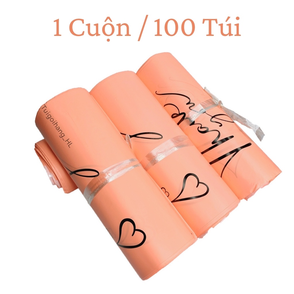 Túi gói hàng hồng đào combo 10 cuộn cao cấp in thank you size 25x35 TUIGOIHANGHL