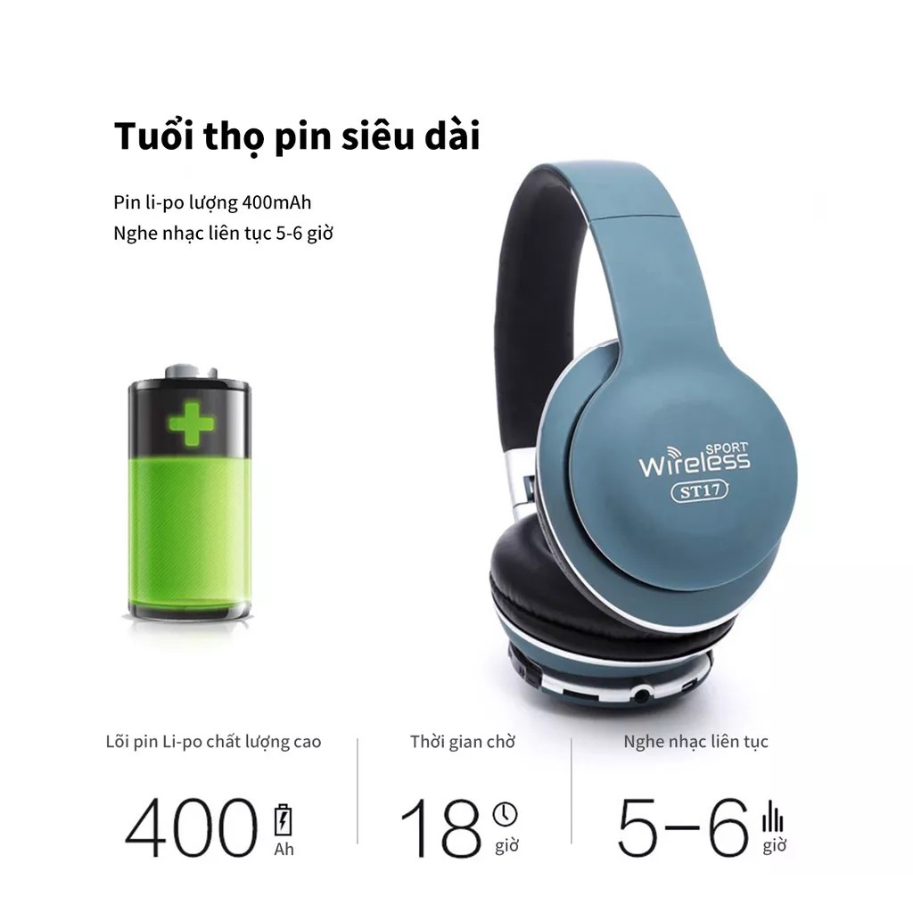 HEADPHONE KHÔNG DÂY BLUETOOTH HI-FI P17 CỰC HAY