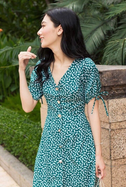 ĐẦM XANH HOA NHÍ CỔ V | BigBuy360 - bigbuy360.vn