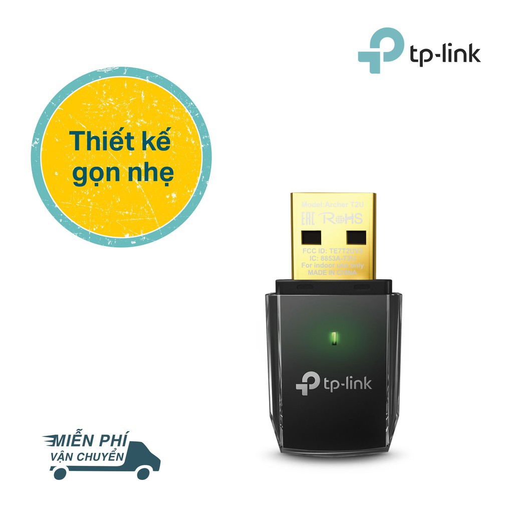 TPLink USB wifi (USB thu wifi) Chuẩn AC 600Mbps Archer T2U Hãng phân phối chính thức