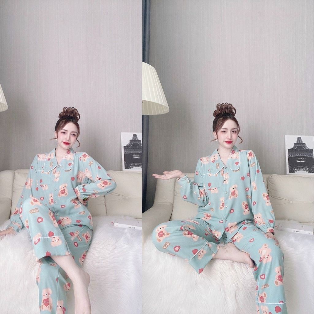 Đồ ngủ Pijama , Đồ ngủ Nữ Dễ Thương Lụa Cao Cấp mềm mịn &lt; 60Kg