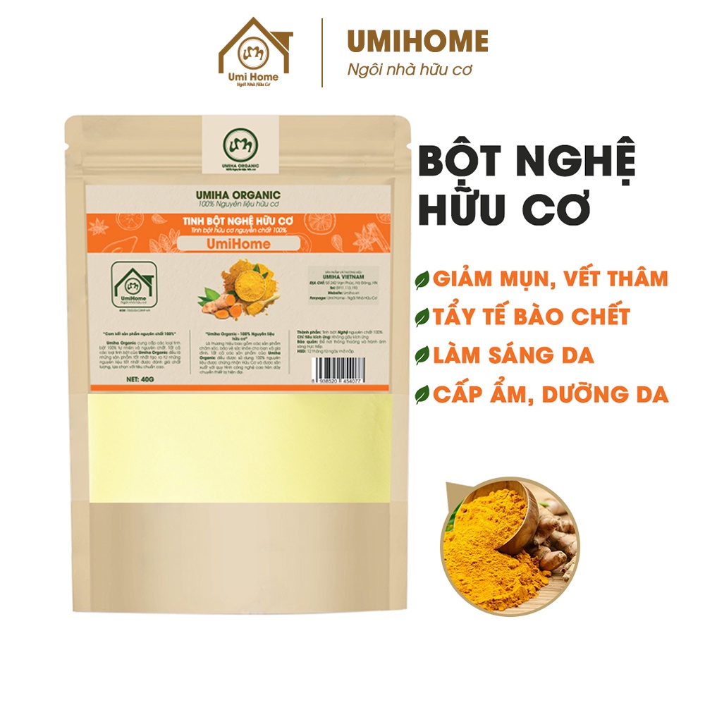 Bột Nghệ nguyên chất UMIHOME hữu cơ 40g đắp mặt nạ làm sạch mụn hiệu quả