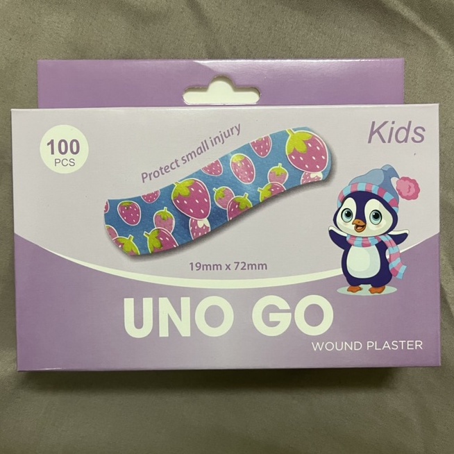 Uno Go - Băng dính cá nhân cho trẻ em (100 miếng 19mm x 72mm)